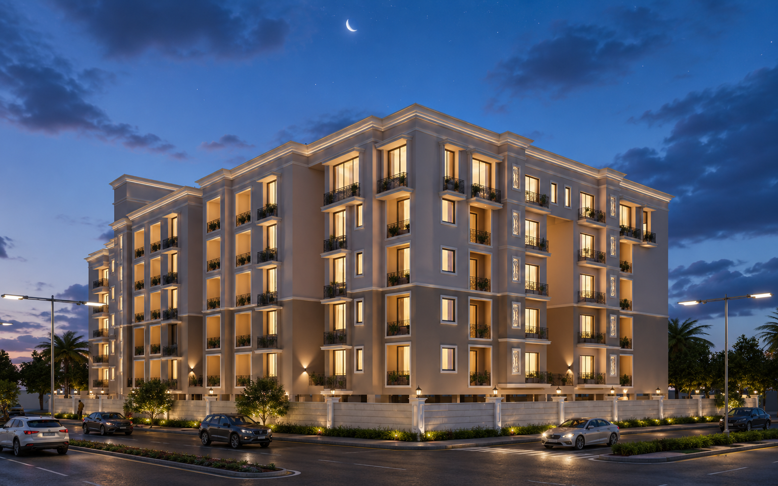 Royal Crest illuminated architectural view