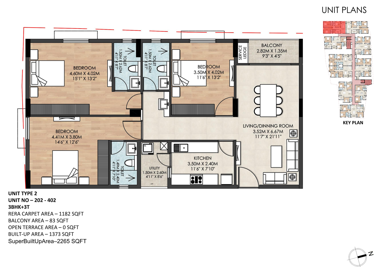 Unit Plan Flat Number 202-302-402