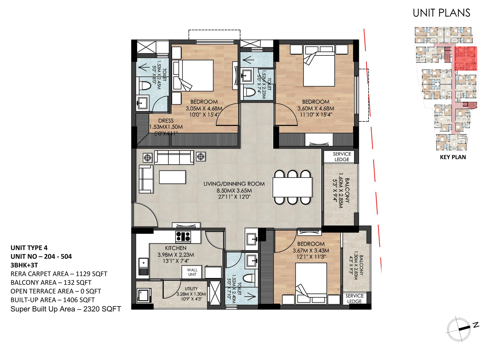 Unit Plan Flat Number 204-304-404-504