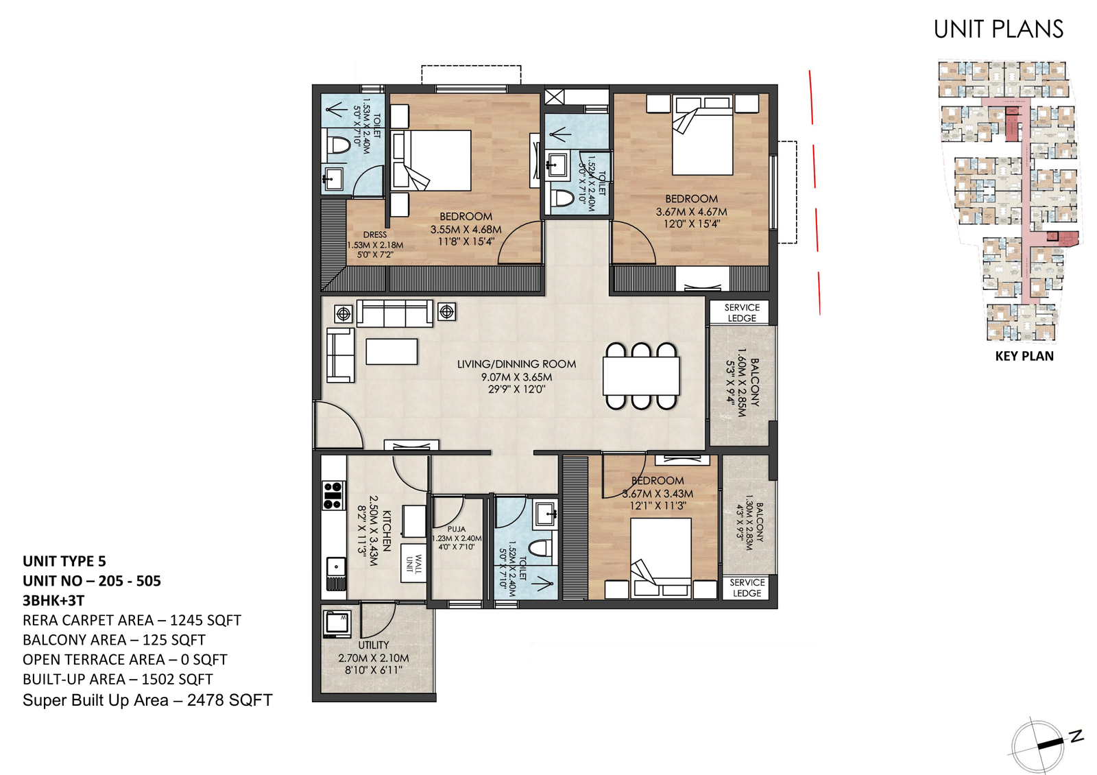 Unit Plan Flat Number 205-305-405-505