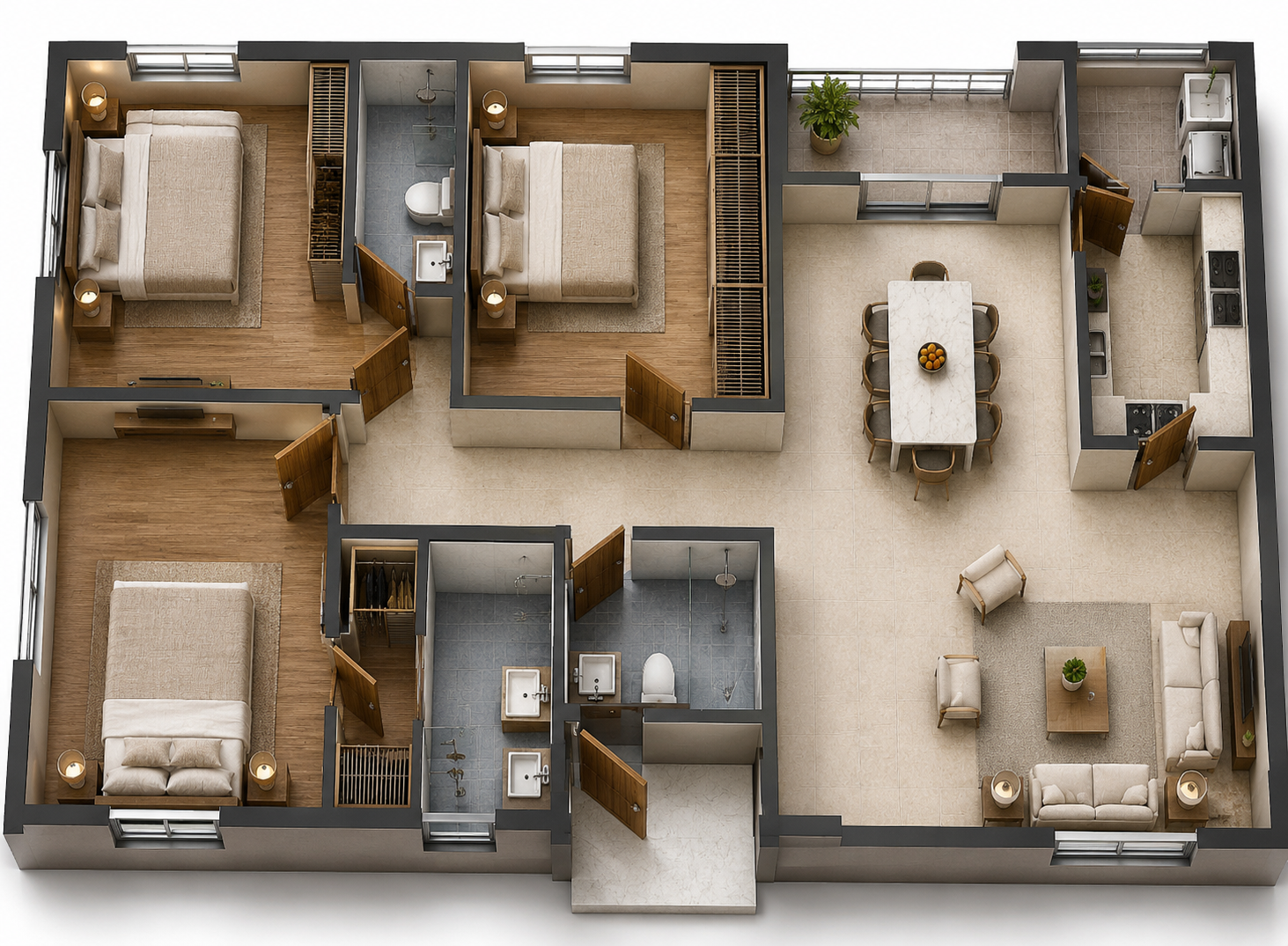 Unit Plan Flat Number 210-310-410-510 Isometric